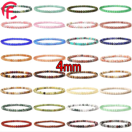 Natural Stone Quartz Crystal Beads Bracelets 4mm Agate Beads Handmade Hand String Gemstone Bracelets for Women and Men