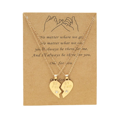 2pcs/pair Female Friendship Gift Gold Silver Plated Matching Broken Half Heart Shaped Pendant Best Friend Necklaces for Women
