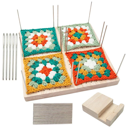 Wholesale Square Wooden Blocking Board & Mat with Stainless Steel Pins-Crochet Sewing Accessory Multisize Customizable Packing