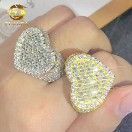 Wholesale Heart Style Men Rings Fine Jewelry 925 Sterling Silver VVS Moissanite Diamond Iced Out Hip Hop Ring