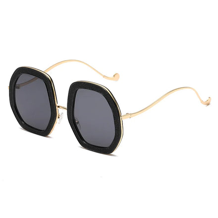 Unisex Luxury Oversized Sunglasses Fashionable Bling Fine Flicker UV400 Optical Attribute Ladies Large Frame Metal & PC Eyewear