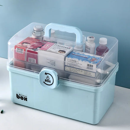 Medication Storage with Portable HandleFirst Aid Safe Medication Storage Box for Family Use Emergency Medicine Case Organizer
