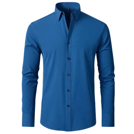 New Arrival Men's Formal Shirt Long-Sleeved Slim Fit Stretchy Chemise Pour Homme With Buttoned Design