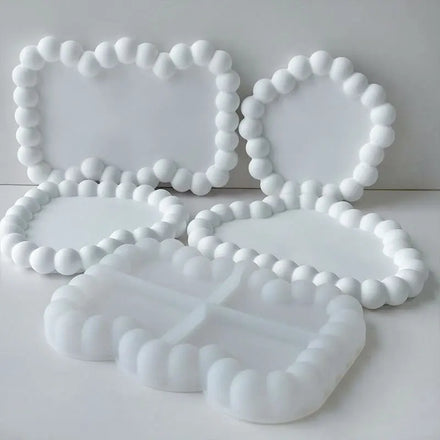 DIY Epoxy Resin Round Tray Mold Heart Oval Bubble Coaster Silicone Mold
