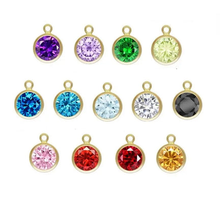 GP 3mm 4mm 6mm Birthstone Charm 14K Gold Filled Bezel Permanent Jewelry Chains Making Zircon Charms Pendants Wholesale