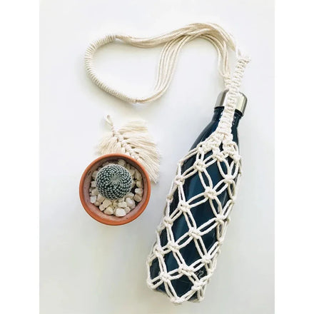2024 Customized Macrame Bottle Holder With Long Strap Christmas Gifts Water Bottle Holder Cotton Conscious Shop Gifts
