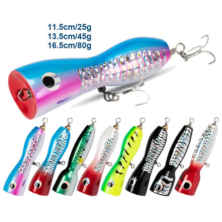 GS Wholesale Prices 25g 45g 80g Big Fishing Lure Wood Popper Popper Lure Fishing Popper Salt Water Trolling Lures