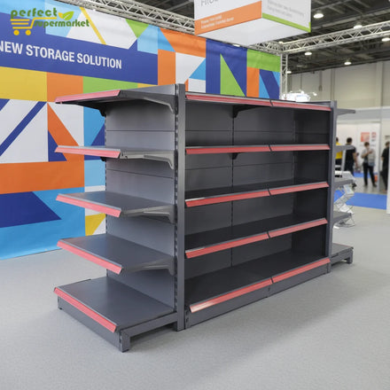 Gray Steel Heavy Duty Solid Supermarket Grocery Shelving Racks with Storage Display Equipment
