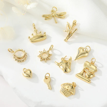 14K Gold Creative Element Pendant Accessoriessun Heart Crown Necklace Stand Mixer Charm DIY Jewelry Making Charms