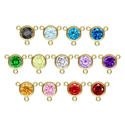 GP Hot Sale 6mm Bezel Birthstone Charms Three Hoops 14k Gold Filled Zircon Charms for Permanent Jewelry Making