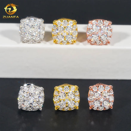 Wholesale 925 Sterling Silver Diamond Fine Jewelry Hiphop Stud Luxury Women Men Real Gold Cover Iced Out VVS Moissanite Earrings