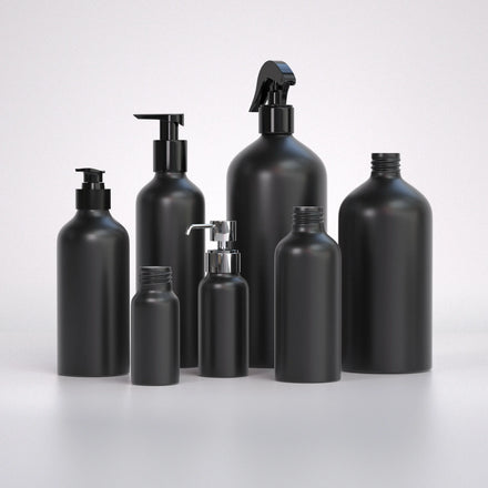 Custom Printed Black Metal Aluminum Aerosol Spray Pump Bottles Matte Finish Screw Cap for Cosmetics and Shampoo Packaging