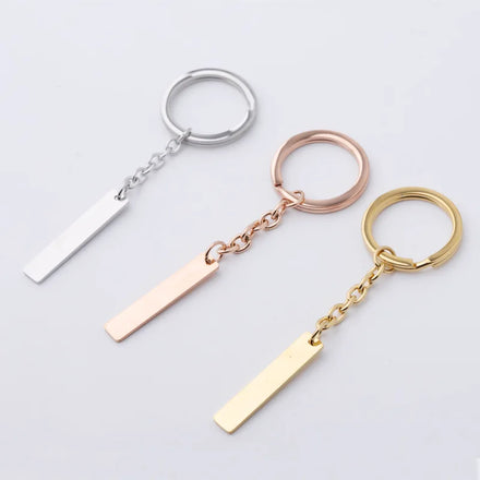 New Fashion Jewelry Stainless Steel Heart Key Ring Bar Keychain Blank Laser Engraving Keychain Custom for Diy Key Ring