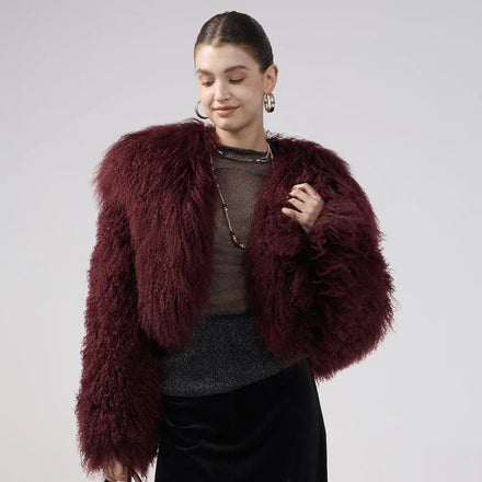 Trendy Clothes Custom Color Winter Women Real Mongolian Lamb Fur Coats Natural Luxury Overcoat Short Sheep Fur Jackets