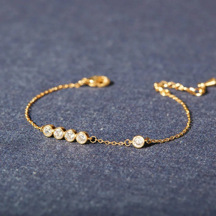 Light Luxury 14K Gold Plated Round Zircon Bracelet S925 Sterling Silver Diamond Bracelet