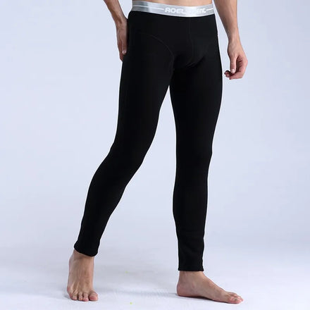 Men's 100% Cotton Winter Thermal Long Johns Nightwear Pants Breathable Custom Logo Fleece Lined YT Knitted Yarn Dyed