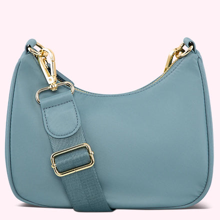 Fashion Sling Bags for Women Nylon Crossbody Pack Small Blue Curved Crossbody Bag