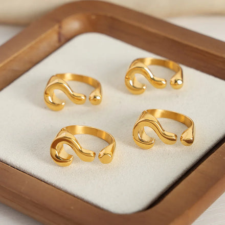Ins Popular Question Mark Open Finger Ring Waterproof Stainless Steel Gold Plated Chic Ring Female Anillos De Acero Inoxidable