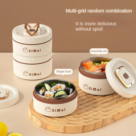 New Cute School Lunch Box Bag Set Insulated Stainless Steel Thermal Bento Kids Lunch Box for Adult Children