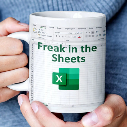 Trending Creative Design Chic Letters Cat Hot Selling Ceramic Spreadsheet Gift White Official Funny Cat Sheets Excel Coffee Mug
