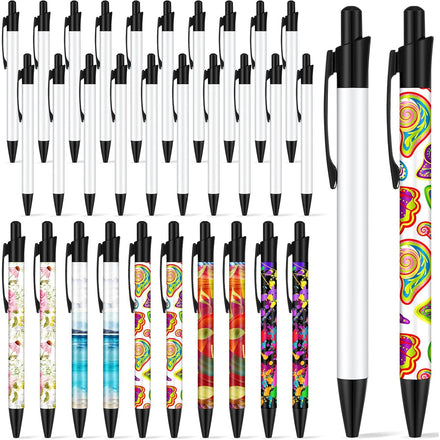 Sublimation Ballpoint Pen With Shrink Wrap White Aluminum Customized Clip Pen School Supplies for Office Stationery Supplies