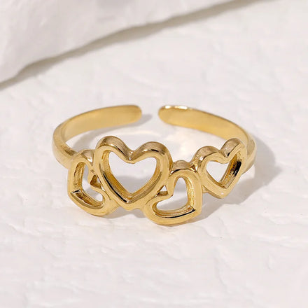 2026 New Jewelry Factory Outlet Women's Sweet Love Rings Gold Stainless Steel Open Heart Ring