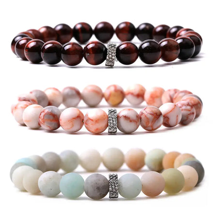 Handmade Luxury 8mm Bead Bracelet Trendy Healing Diamond Gem Natural Stone Unisex Ball Shape Friendship Gift for Men Women