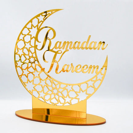 Eid Decoration 2025 Islamic Muslim Festival Acrylic Eid Mubarak Ramadan Kareem Gift Ornament Table Moon Star Tabletop Decor