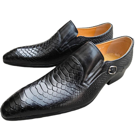 High Quality Handmade Genuine Leather Pointed Toe Loafers for Men Customizable Slip-On Wedding & Party Shoes for Autumn/Winter
