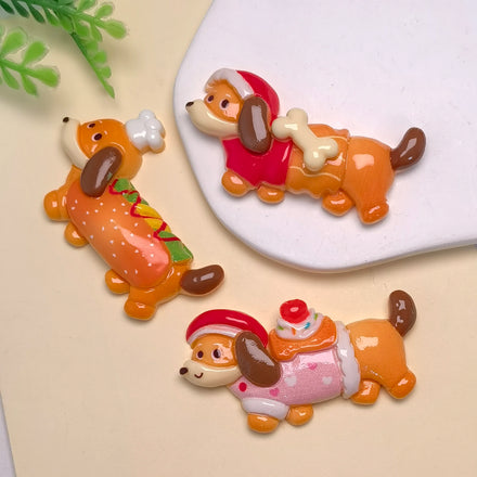 100Pcs Cartoon Kawaii Dog Flatback Resin Cabochon Scrapbooking Crafts Fit Phone Deco Parts DIY Handmade Hair Bows Accessories