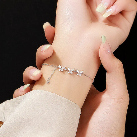 Butterfly Tassels Bracelet Sterling Silver 925 Charm Bracelet Butterfly Jewellery for Women