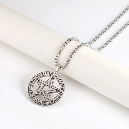 Witchcraft Pentagram Pendant Stainless Steel Necklace Fashion Lucky Jewelry Necklaces for Man Women Daily Wear