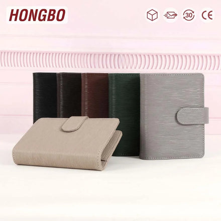 Hongbo Best Selling 23-Colored A7 Saffiano Epi Leather Gold Ring Cash Budget Binder Wallet with Envelopes / Fly Leaf Available