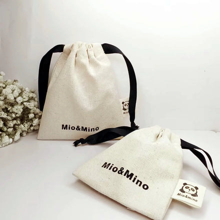 Custom Logo Small Canvas Drawstring Recyclable Gift Pouch Dust Bag for Bracelets Watch Jewelry