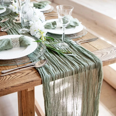 Cheesecloth Table Runner Dinning Table Decoration Sage Luxury Table Runner Setting Dining Vintage Arches Banquets Wedding Decor
