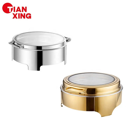 Tianxing Restaurant Stainless Steel Gold Serving Dishes Cheffing Dishes Food Warmer Chafing Dish Buffet Set for Catering