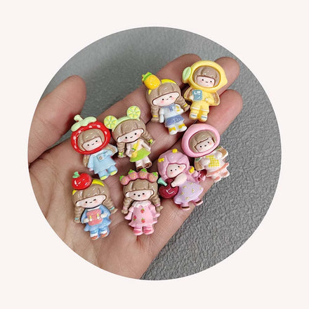 Kawaii Cartoon Fruit Girl Resin Flatback Cabochon for Hair Bow Center Scrapbook DIY Deco Parts Accessories