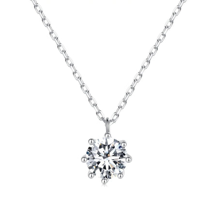 Factory Wholesale 925 Sterling Silver Bridal Wedding Necklace 0.8ct 6mm Brilliant Cut Moissanite Jewelry Diamond Necklace