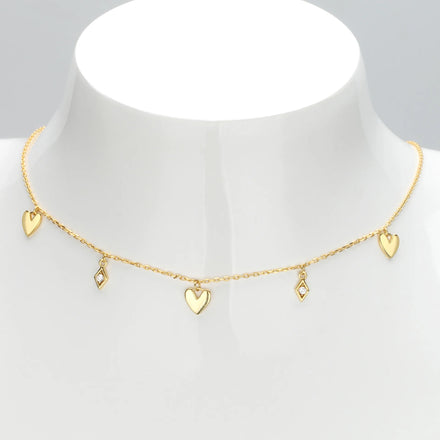 18k Gold Women CZ Zircon Fine Jewelry 925 Sterling Silver Zircon Heart Charm Necklace