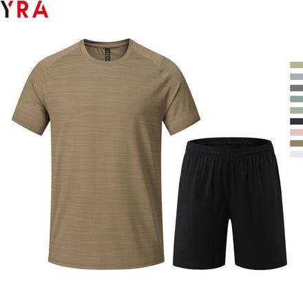 2 Piece Men's Summer Sport Wear Set Breathable Quick Dry Knee Length Elastic Waist Regular Fit 100% Polyester