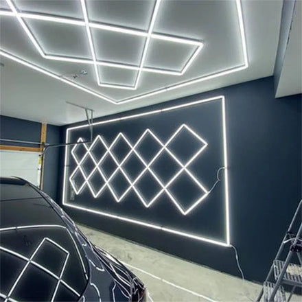2400x4800mm Hexagon LED Garage Light -110LM/W High Brightness Industrial Lighting for Warehouse Workshop