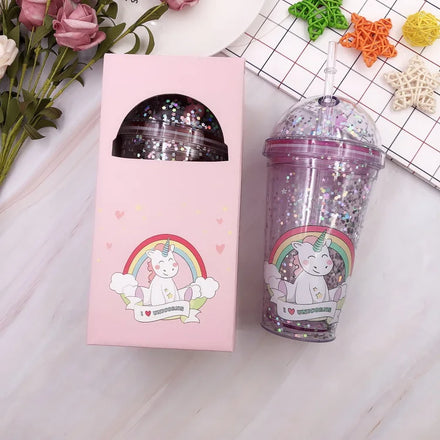 2025 Straw Unicorn Water Bottle Unicorn Kawaii Birthday Gift Coffee Cup for Girlfriend Valentine Love Wedding