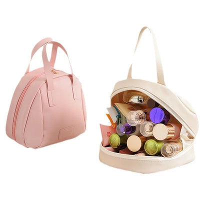 Top Quality Shell Bag Design Custom Embroidery logo Women Travelling Polyester Cosmetic Bag Makeup Washing Storage Hand Bag