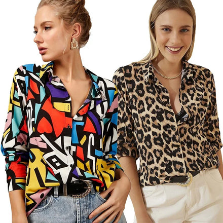 Womens Geometric Blouses Color Block Office Shirt Leopard Tops Multicolor Tunic Fantasy 90s Clothes Formal Shirts