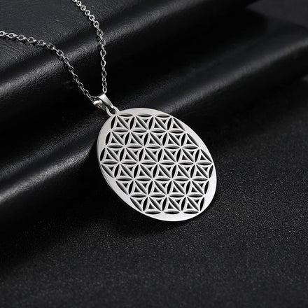 Flower of Life Necklaces Sacred Mandala Pendant Stainless Steel Necklace Fashion Jewelry Necklaces for Women