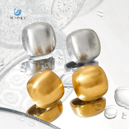 SUMMLY Vintage Wholesale Chunky Tarnish Free 18K Gold Plated Stainless Steel Stud Earrings Luxury Women Fashion Jewelry