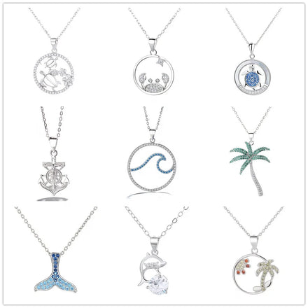 Ocean Jewelry Sailing Boat Design Pendant in Solid Silver 925 Blue Stone Necklace for Women