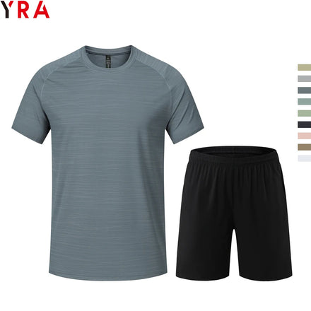 Summer Fitness Men Short Sets 2026 Shirt and Shorts Polyester Set Men Two Piece Custom Logo Wholesale Sportswear Suits
