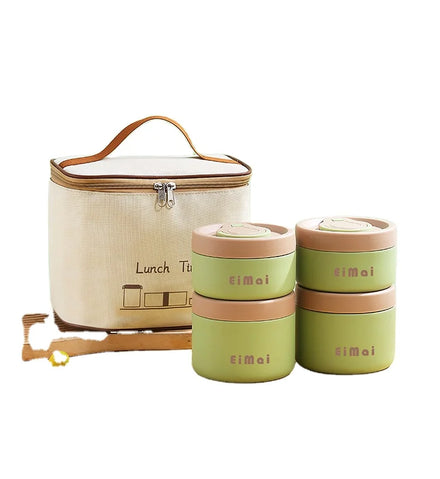 Luxury School Lunch Box Bag Set Insulated Stainless Steel Thermal Bento Kids Lunch Box for Adult Children