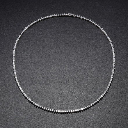 Silver 925 Original Brilliant Cut Diamond Test Past All 3mm D Color Moissanite 3 Claws Tennis Necklace for Wedding Fine Jewelry